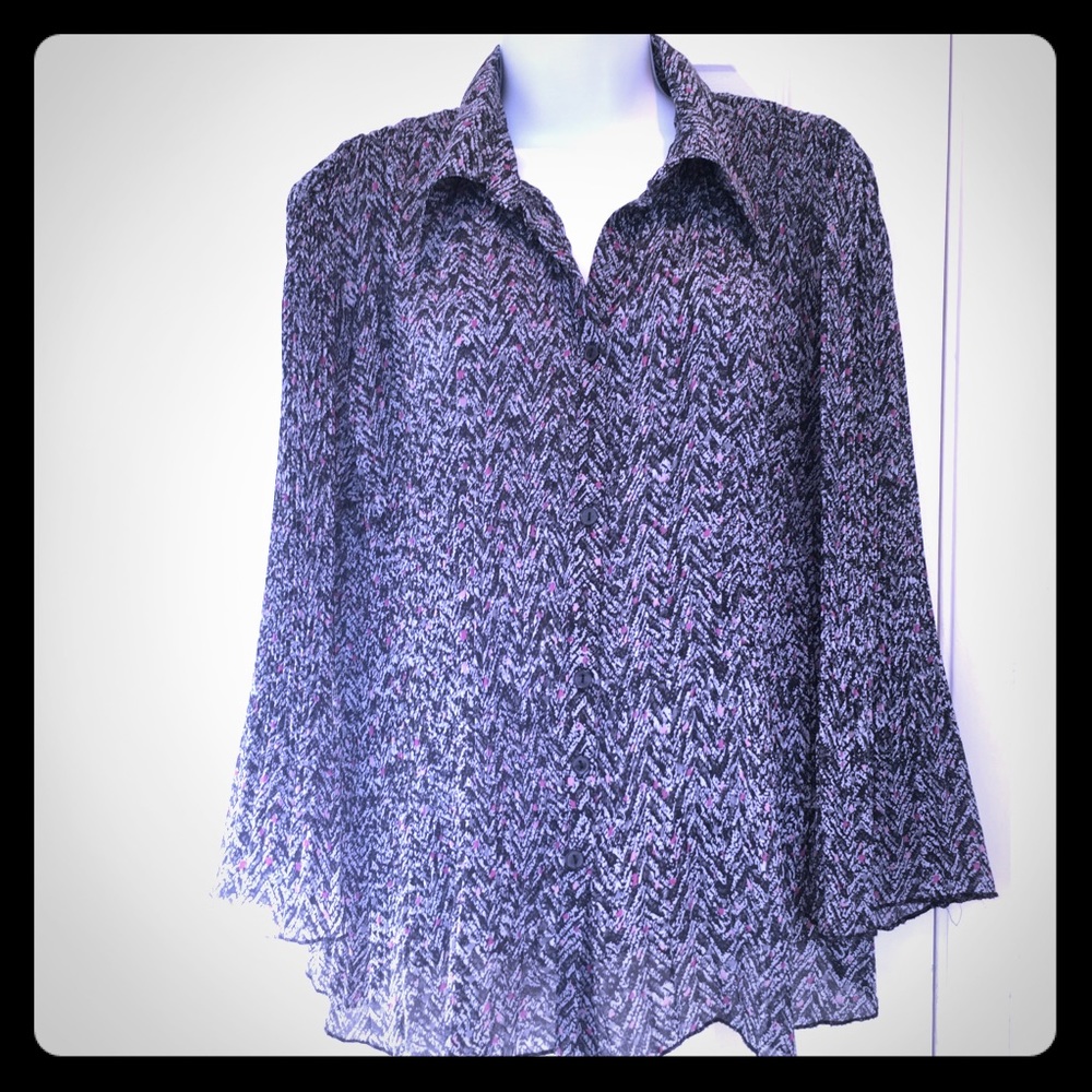 Covington Women Blouse, Accordion Blouse, Size L